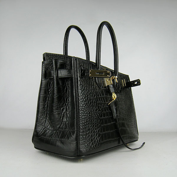 Replica Hermes Birkin 30cm Crocodile Veins Bag Black 6088 On Sale